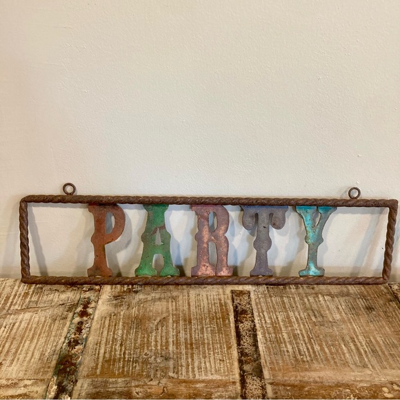 Party Barn Rusty Metal Sign Rebar Western Country Rustic Decor - Picture 3 of 16